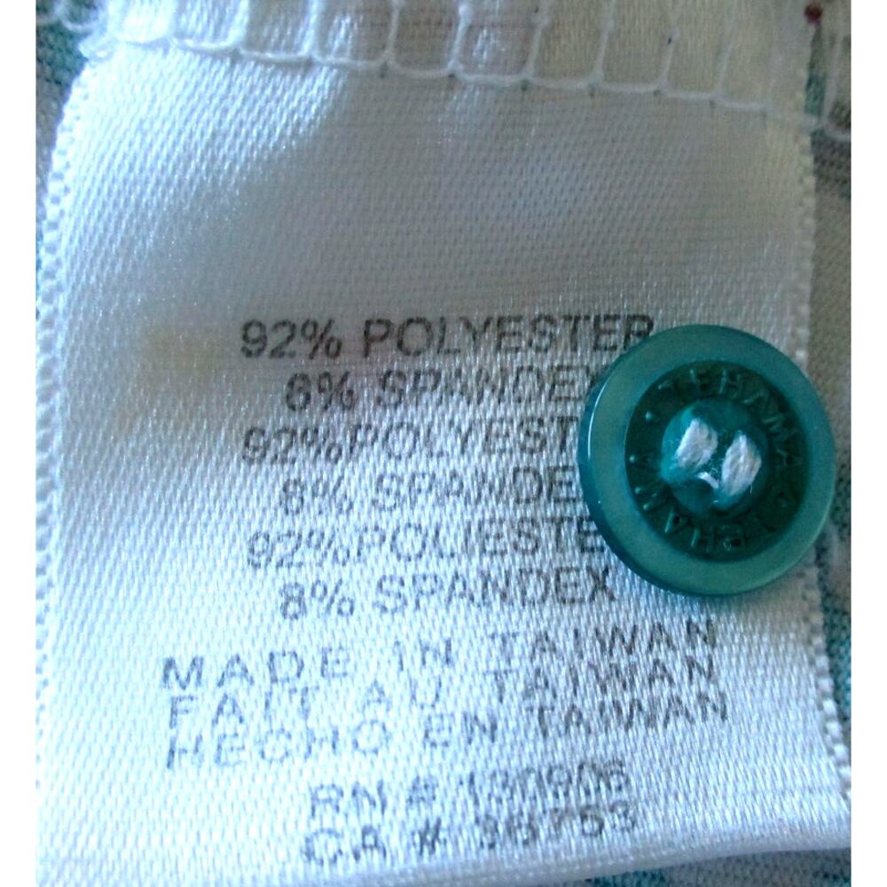 Tehama Women's Short Sleeve Green & White Stretch Polo Golf Shirt Size Large - Picture 10 of 11